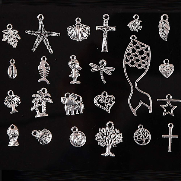 Retro Tibetanska hängen i blandad silverlegering, charmhängen för smycken, gör-det-själv-armband och halsband