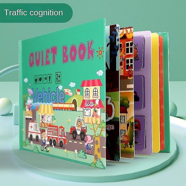 Barnupplysningsdekaler Tyst bok Upptagen bok Handgjort material Klistra in bok Pedagogiska leksaker-trafik kognition Traffic cognition