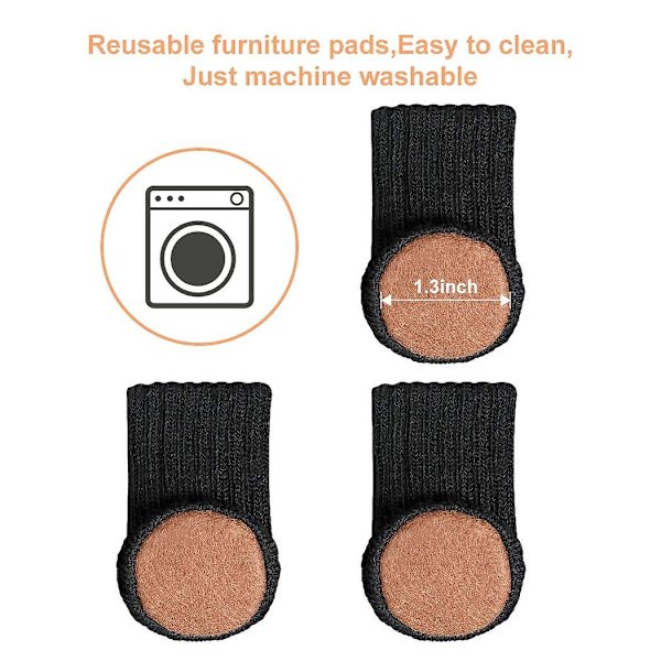 24 st stolsbensstrumpor med hög elasticitet golvskydd halkfria stolsbensstrumpor möbelskydd set, passar diameter Black