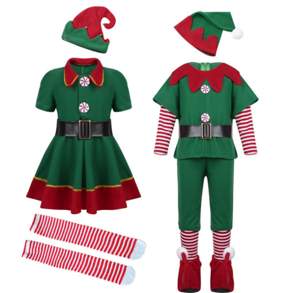 Dreng Julekostume Halloween Kostume Grøn Voksen Jule Nisse Kostume Forældre Barn Cosplay Kostume Velegnet til Højde 115-120cm