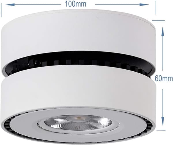 12W LED loftslampe, justerbar lysboks