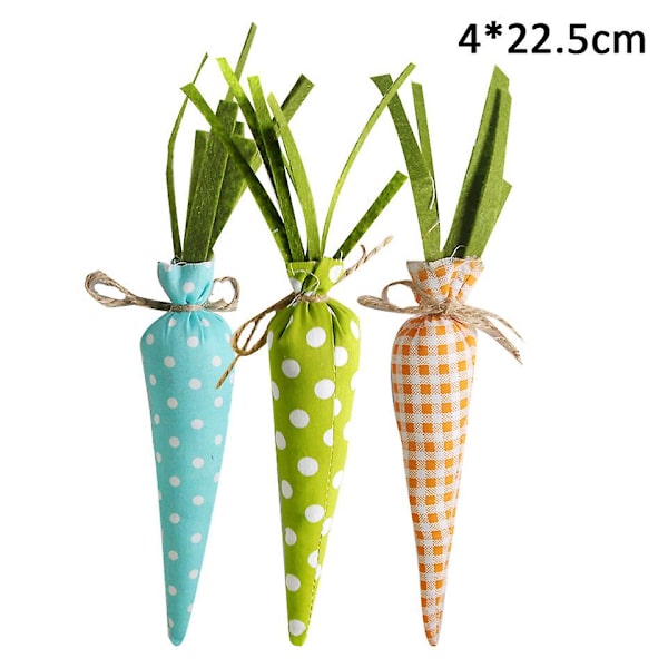 1 set tyg påskkaniner morötter färgglada bomullsägg för glad påskfest hängande dekorationer barn påsk diy gåvor leverans 3pcs DEF