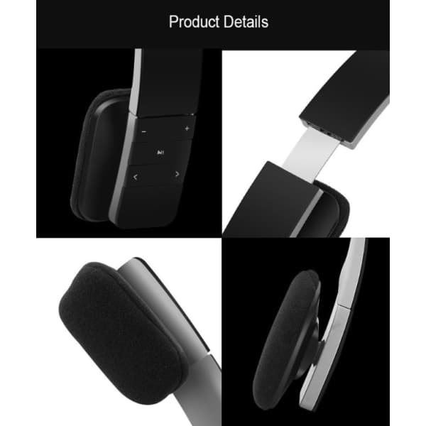 Trådløse hodetelefoner Ladbare Over Øre Trådløse Bluetooth-hodetelefoner Black