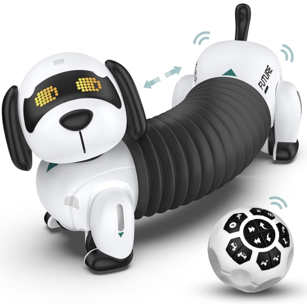 Fjernbetjent elektronisk hund til børn - Robotkæledyr Interaktive robotdyr Smart RC hvalp Programmerbar med gående og dansende legetøj til piger drenge