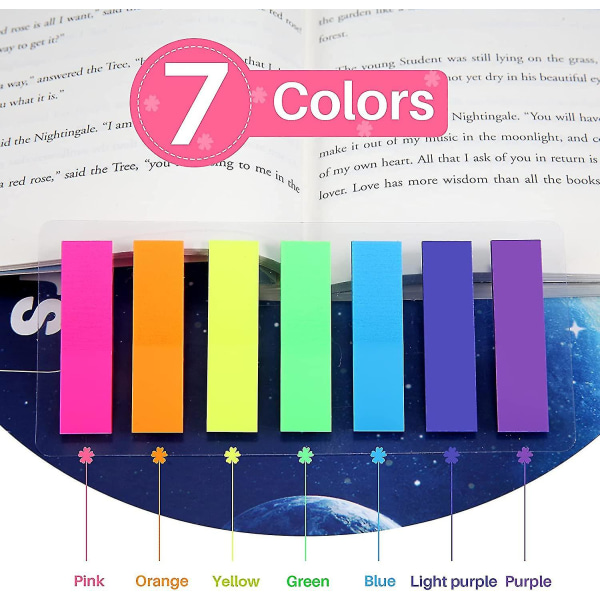 10-pack Sticky Notes-flaggor, 7 färgindexflikar Indexflagga Ljusa färger Sidindexklistermärken för sidbokmärken