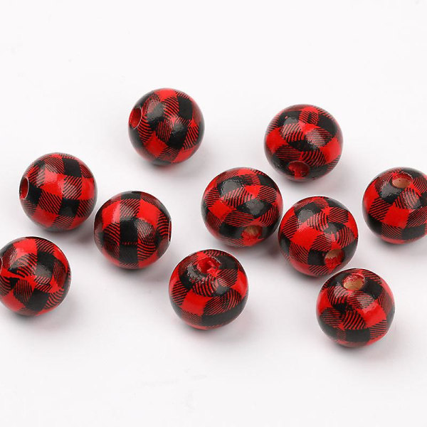 25 stk. Håndperlet materiale Sort og hvidt ternet træstolpe 25pcs RedBlack