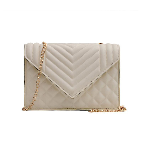 Liten crossbody-väska, söt liten damhandväska med kedjerem Off White