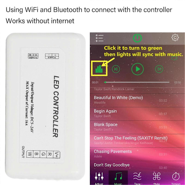 12V 24V Undervandslys Bluetooth Controller Sensitiv Smart RGB RGBW Bluetooth Controller til Yacht Båd