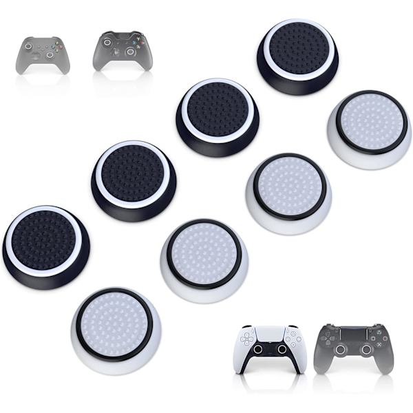 8x sort/hvide tommelfingergrebshætte tilbehørssæt XBOX One Series X S Switch Pro controller PS5 PS4 controller greb beskyttelse tilbehør sigte