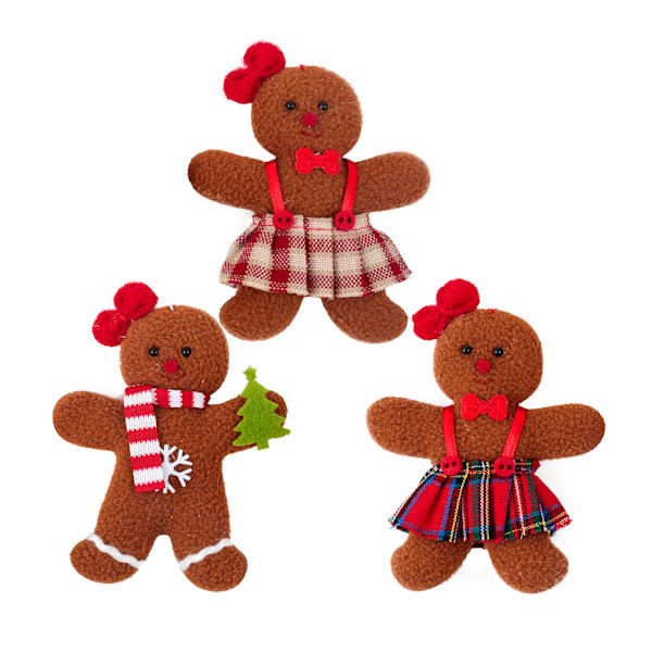 Juldekoration pepparkaksgubbe liten hängande julgransprydnader hängen set med 3 stycken