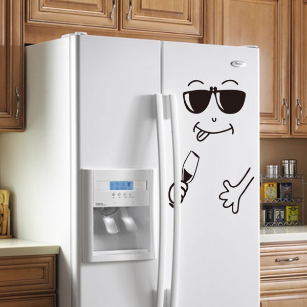 Aurinkolasit Smiley Face - 30*44cm Söpö jääkaappitarra Happy Face Herkullinen keittiö Jääkaappi Seinätarrataide