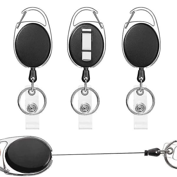 Svart kraftig rullbar ID-kortholder 3PCS