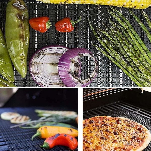 Bbq Grill Mesh Mat Sæt Non Stick Grilling Mesh Varmebestandige Bbq Måtter Til Grillning Kød Grøntsager Madlavning Bagning 36*42CM