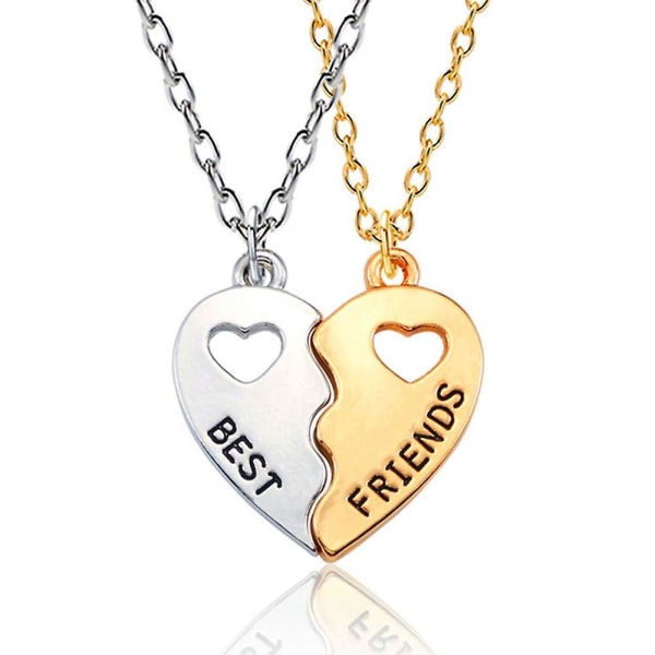 Best Friends halskæde 2 stykker guld &amp; Sølv split hjerte vedhæng halskæde Bff venskab halskæde