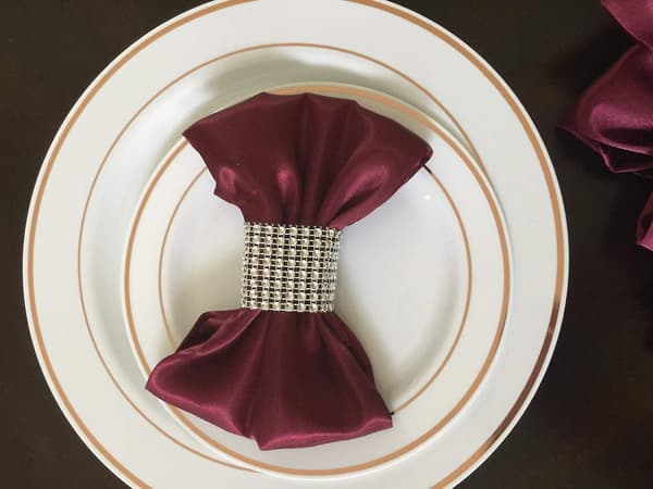 50 st Servettringar Rhinestone Servettringar Dekoration För Bröllopsfest Silver