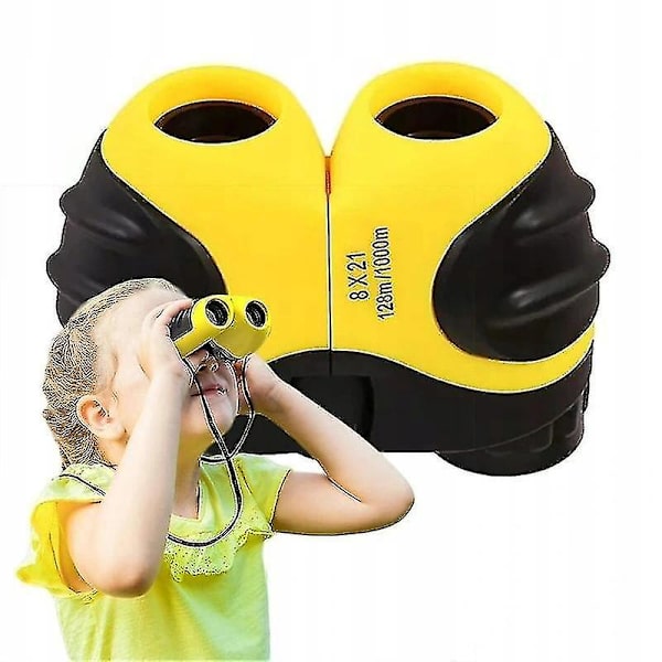 8x21 Mini bærbare kompakte zoom børnekikkert Yellow