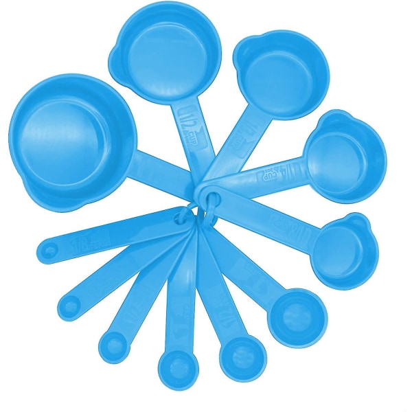 Köksbakning Plast Mätsked & koppar Set för torrt eller flytande (11 st, blå)