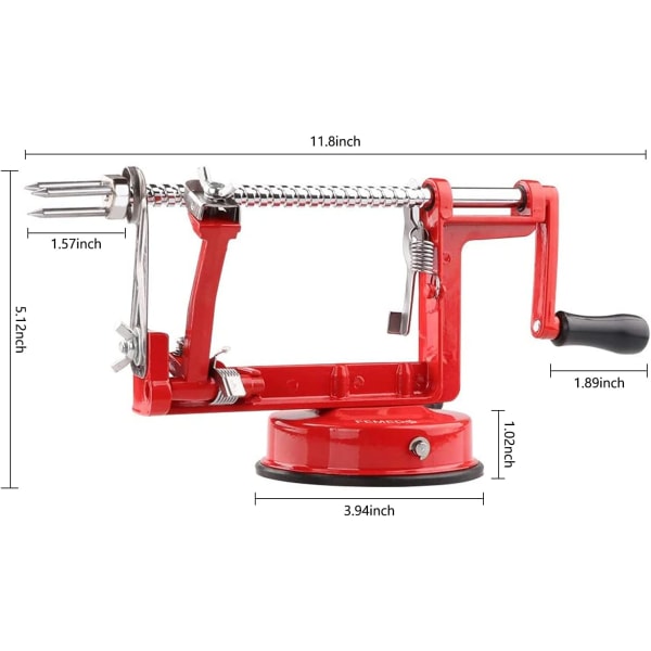 Epleepler, skreller og kjernefjerner med rustfritt stålblad og kraftig sugebase for epler, pærer, poteter, rød