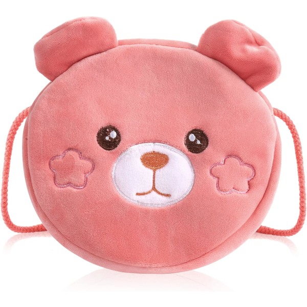 Søt liten jente håndveske Skulderveske Plysj Småbarn Jente Liten Crossbody Bag Pink Bear