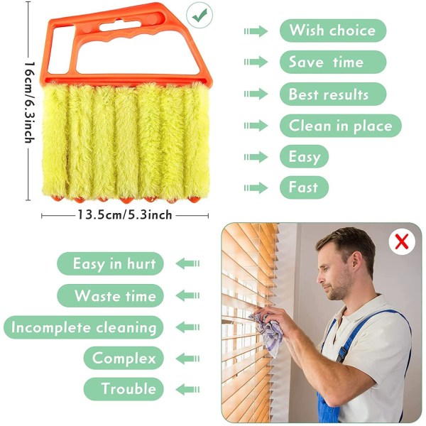 Blind Brush - vaskbar og enkel å bruke (oransje), Håndholdt Air Conditioning outlet Cleaning Brush avtakbar gardin rengjøringspenger