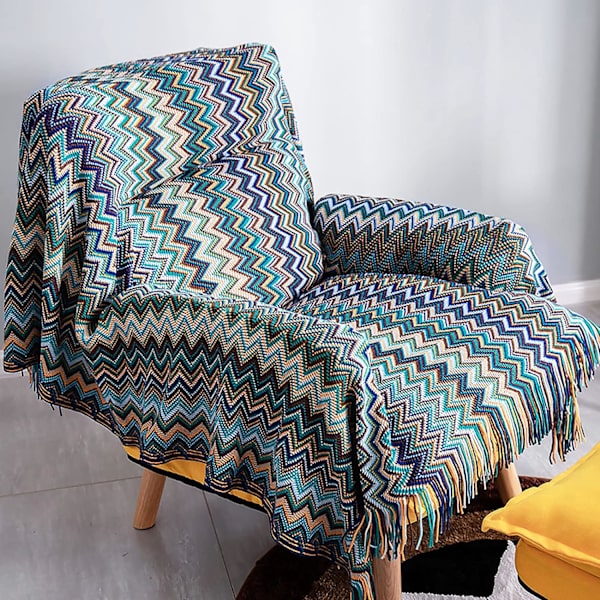 Strikket tæppe med kvast, farve Houndstooth Boch