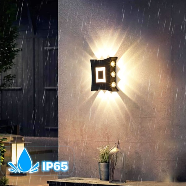 18W Moderne COB LED Indendørs Udendørs Væglampe, IP65 Vandtæt Aluminium Væglampe Armatur, 3000K Varm Hvidt Lys, Sort