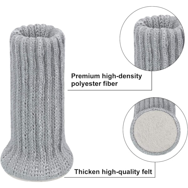 Grå - 24 stk strikkede stolebensokker for stolebenbeskyttere, beskyttelse for møbelben, flytt enkelt og reduser støy, 8,9*3,3 cm i diameter, Bla