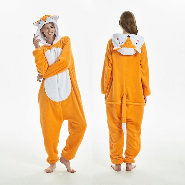 Unisex Flanell Djurpyjamas En-delad Nattkläder Hoodie Sovkläder Fest Cosplay Djur Siamesiska Pyjamas S