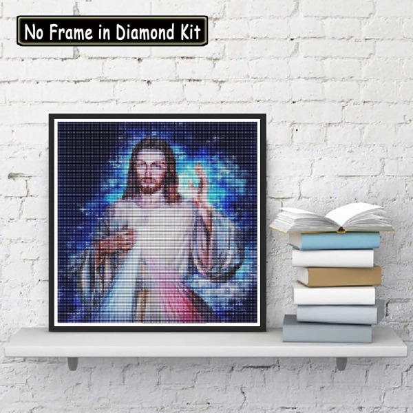 5D diamond painting Jesus, vår himmelske Fader och religiösa kristallbroderier korsstygn Rund diamant dekorativ konstverk 14x14 tum