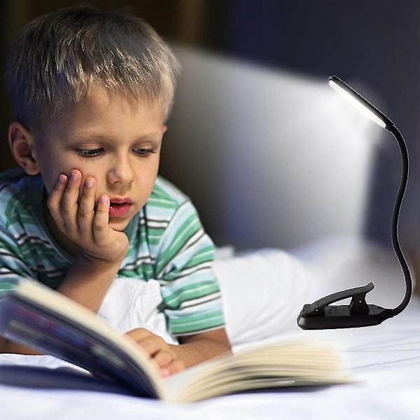 Leselampe med klips, lesebeskyttelse, USB, liten boklampe for studenter Black