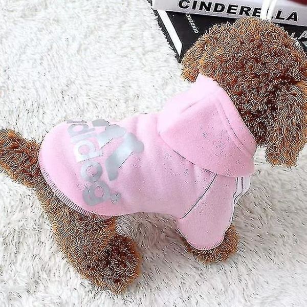 Hundkläder Adidog 2024 Nya Vinter Kläder för Små och Mellanstora Hundar Hoodies Valpkläder Tröja Pink 1.5*2kg