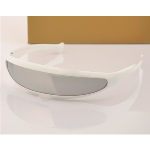 Smalle Cyclops Farvede Spejl Linse Visir Solbriller White