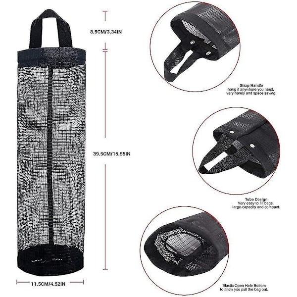 2 stk Plastposeholder Dispenser Hengende Foldbar Mesh Søppelpose Søppelposer Holder Organizer