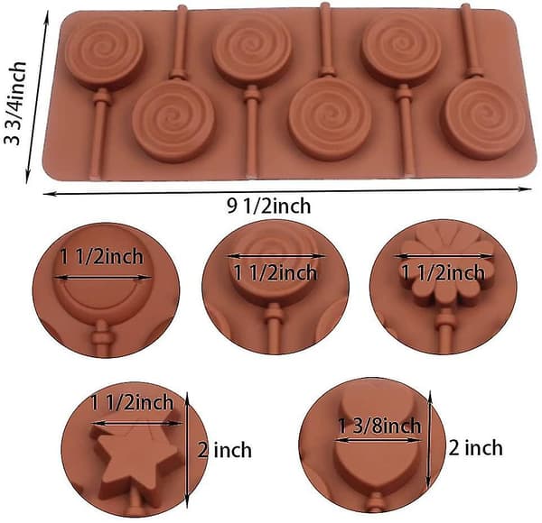 Silikone chokolade slikform med 6 huller, dobbelt hjerte, stjerne, lille blomst