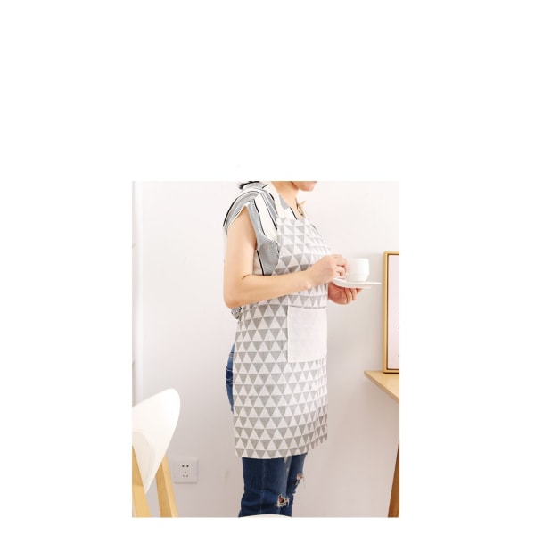 2-pack Grå och vit bomullsköksförkläde med justerbar krage, central ficka för kockkock kvinnor/män 69,5 cm x 58,5 cm