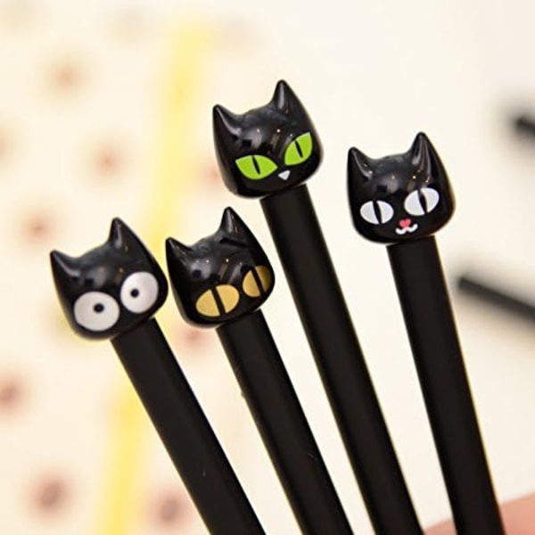 4X Cute Kawaii Black Cat Gel Pen Writing Stationery School Office Supplies 0.5mm