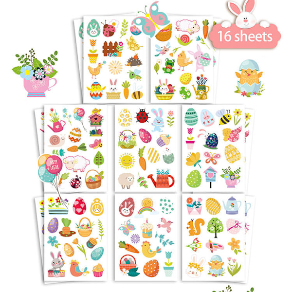 16 sheets,Easter egg element stickers