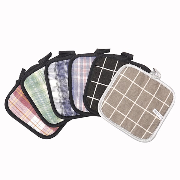 Set med 6 grytunderlägg, 100 % bomull, för grillning, matlagning, ugn, mikrovågsugn, grillning, vår/sommar, påsk (17,5 cm x 17,5 cm)
