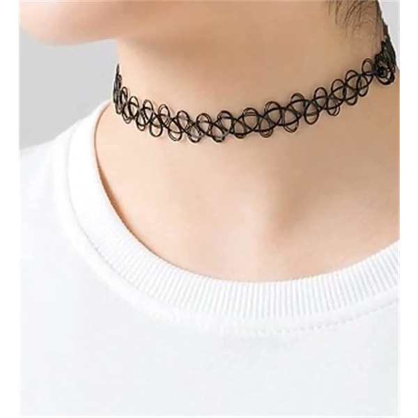 24 stk. vakre halskjeder smakløse halskjeder kvinner, elastisk tatoveringshalskjede choker, blonder kragebeinskjede