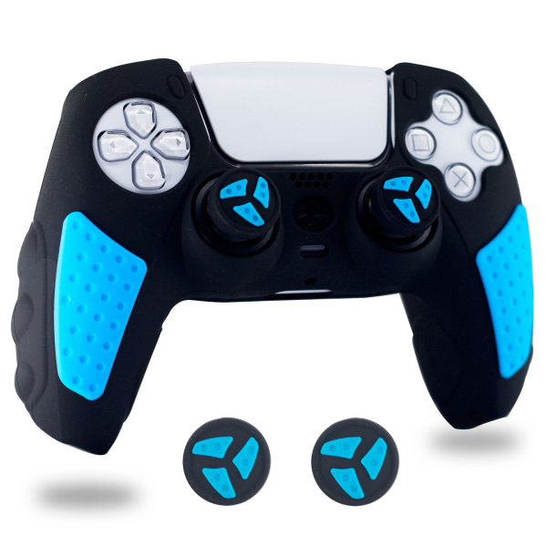 Sød hudbeskyttelse til PS5-controller, skridsikker silikonebeskyttelse, gummibeskyttelse, sort og blå