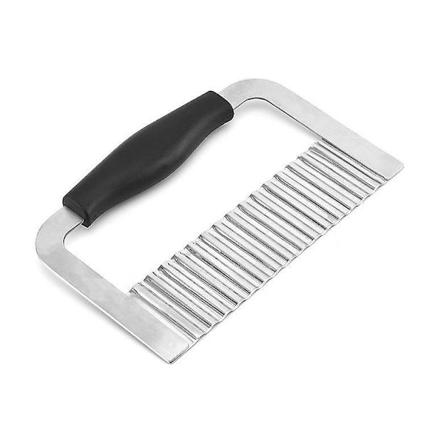 Kartoffel Crinkle Chip Cutter i rustfrit stål Bølget Chip Cutter Køkken Skæreværktøj Black