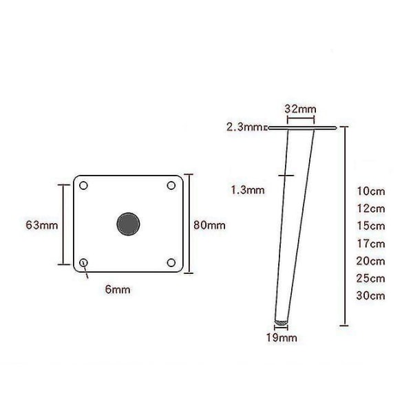 4 kappaletta kalusteiden kaltevaa kartiotukea sohvan jalat, sohvapöydän TV-kaapin jalat (mattamusta 10 cm) 20CM