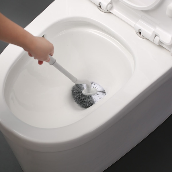 WC-harja, amme ja pitkä kahva, muovinen WC, kiinteäharjainen WC-harja WC-puhdistukseen, syväpuhdistus (harmaa)