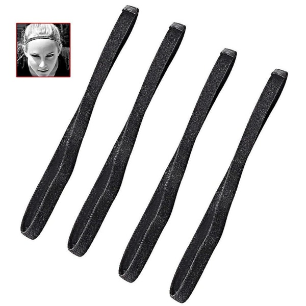 Pack Of 8 Elastic Sports Headbands, Non-slip Hair Bands, Thin Headband For Men, Women And Children (black)