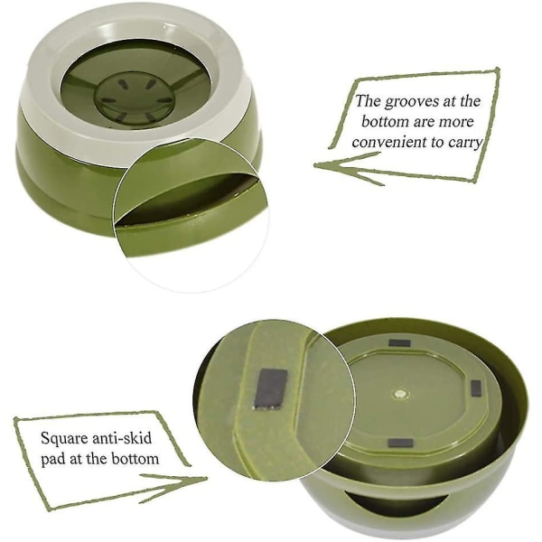 Anti-sprutvannsskål for hund/sprutsikker vanndispenser uten søl for hunder/dryppfri skål med sprutsikker flytende plate Green