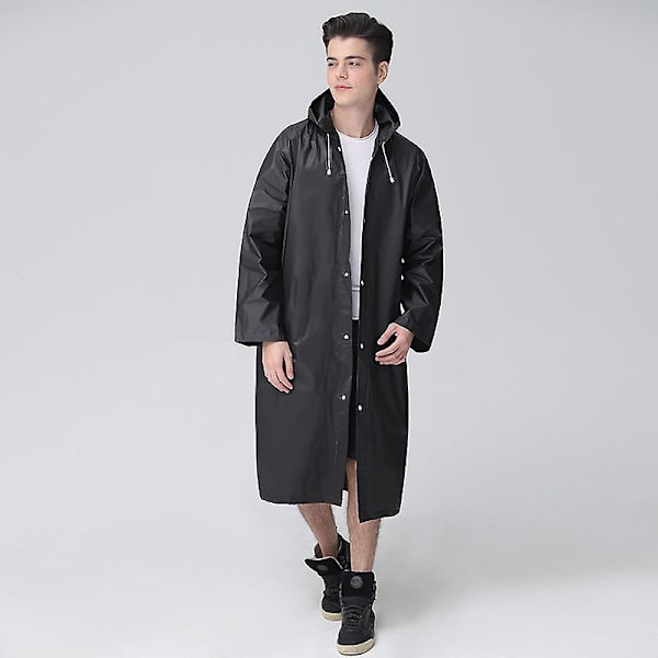 Återanvändbara regnponchos med huvor och ärmar Lätt regnkläder Black