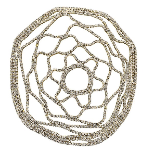 Kvinnor Hollow Strass Mesh Headpiece Bröllop Head Chain Smycken Crystal Pannband Hårtillbehör Gold