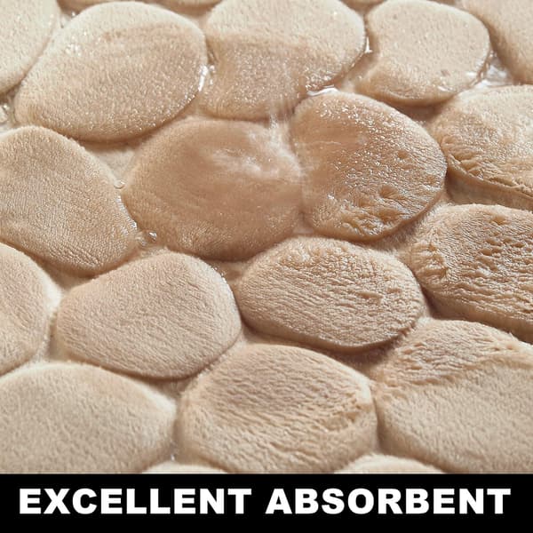 Bademåtte Brosten Badeværelse Tæpper, Memory Foam Bademåtter, Komfortable Super Absorberende Måtter, Maskinvaskbare Skridsikre Tæpper Beige