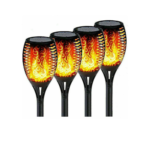 Solar flammelys Havebelysning 12 LED Vandtæt 4pcs