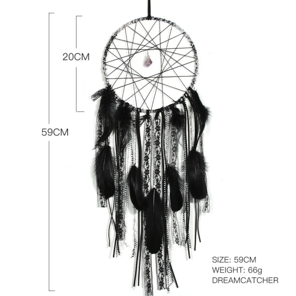 Dream Chaser Natural Amethyst Dream Catcher Pendant Black Lace Tassel Shop Dream Net Wind Chime